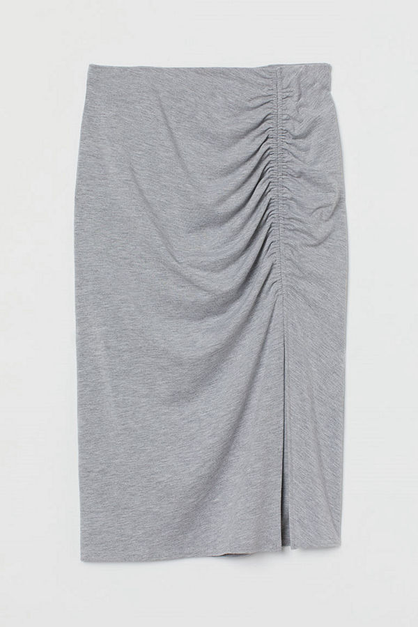 H&M Trikåkjol med rynk grå