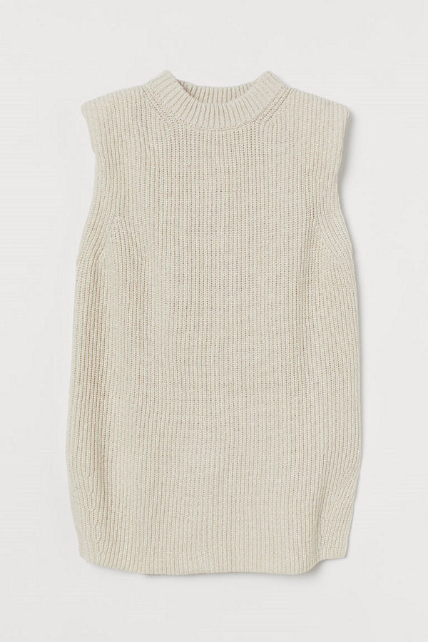 H&M Ribbstickad slipover vit