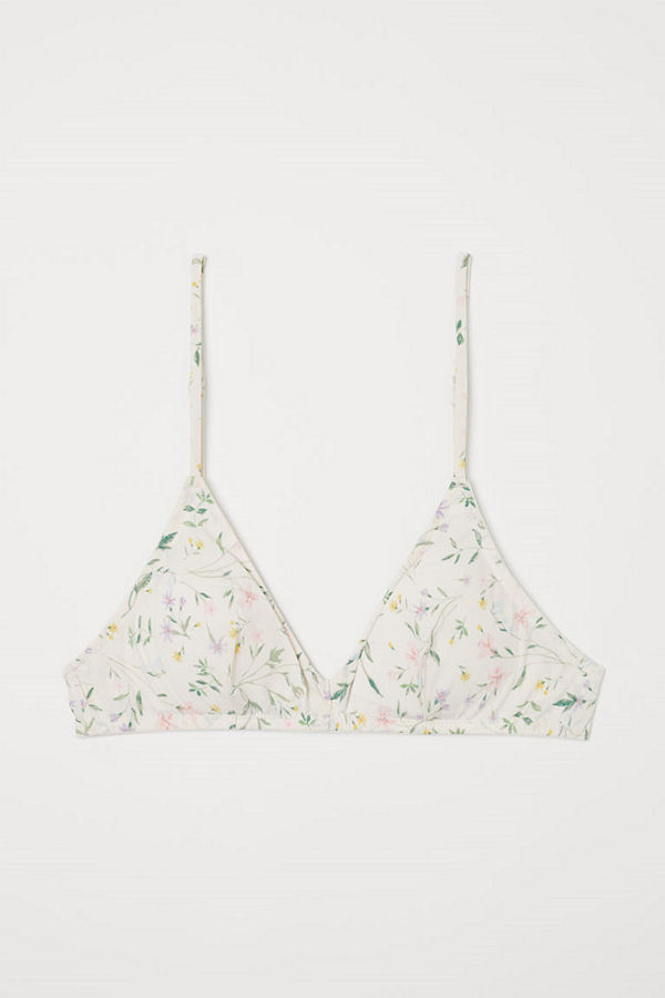 H&M Vadderad bh i trikå beige