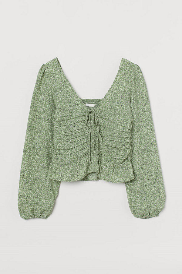 H&M Draperad blus grön