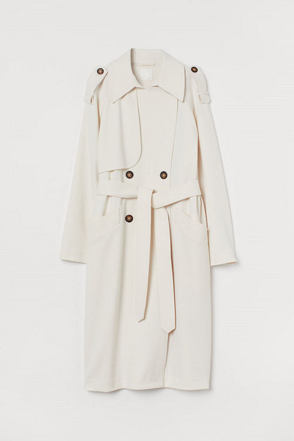 H&M Dubbelknäppt trenchcoat vit