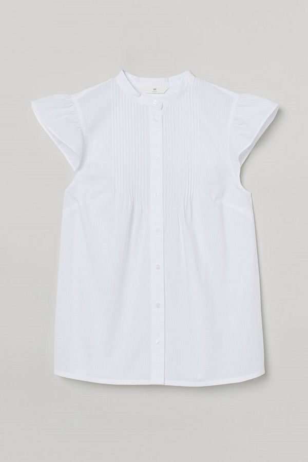 H&M Blus med stråveck vit
