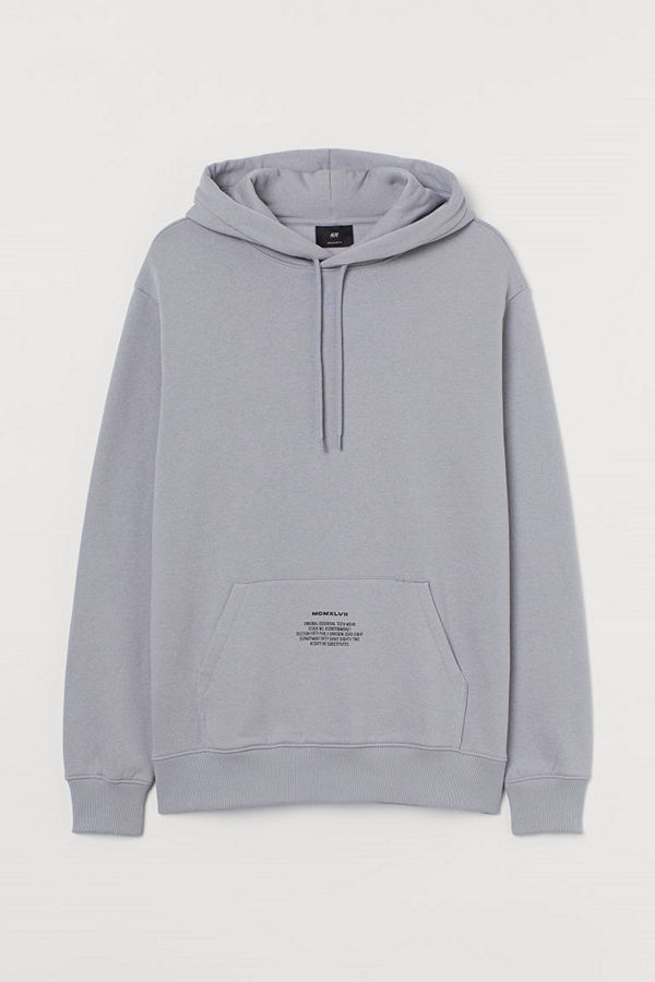 H&M Huvtröja med texttryck grå