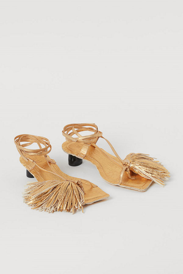 H&M Metallcoatade sandaletter guld