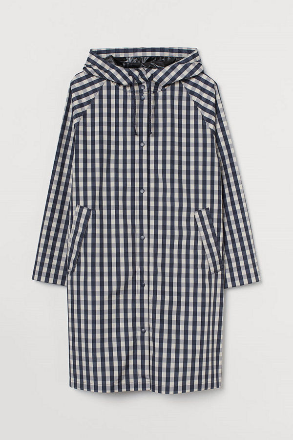 H&M H & M+ Regnkappa med huva blå