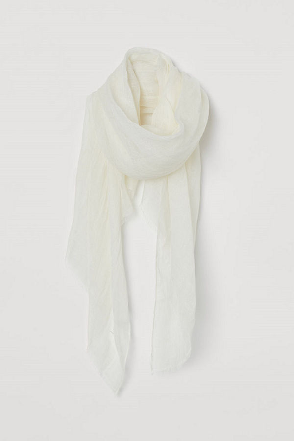 H&M Halsduk i linne vit