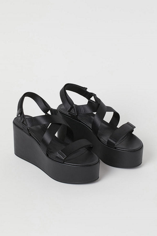 H&M Platåsandaletter med kilklack svart