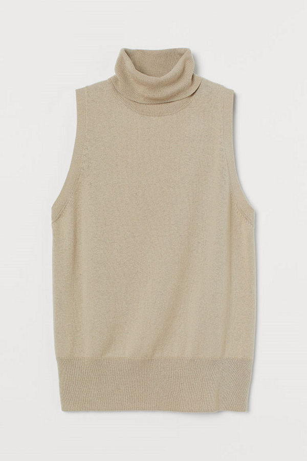 H&M Polotopp i kashmirmix beige