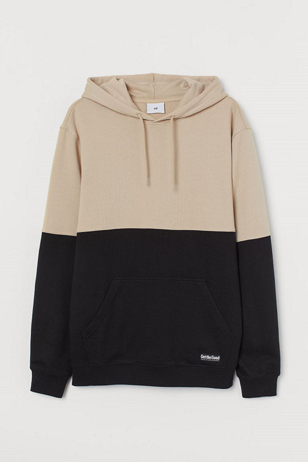 H&M Blockfärgad huvtröja beige