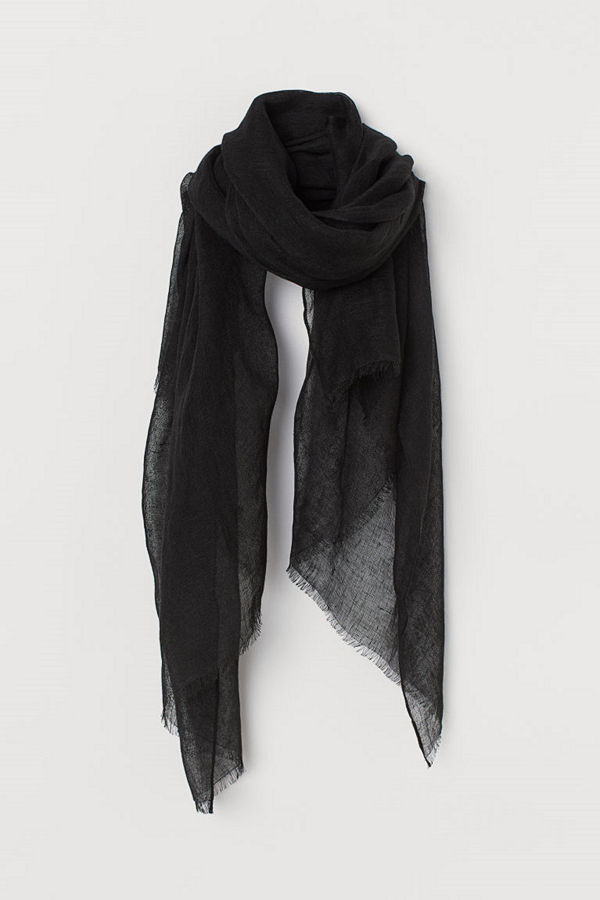 H&M Halsduk i linne svart