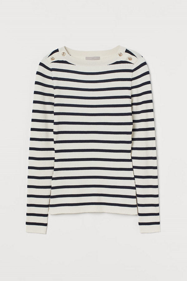 H&M Ribbstickad tröja blå