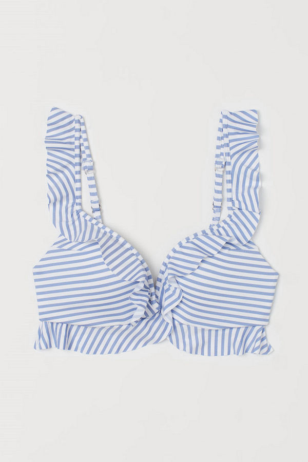 H&M Push up bikini-bh med volang blå