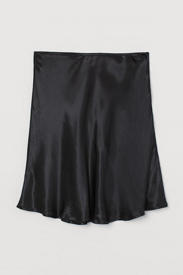 H&M Kort satinkjol svart