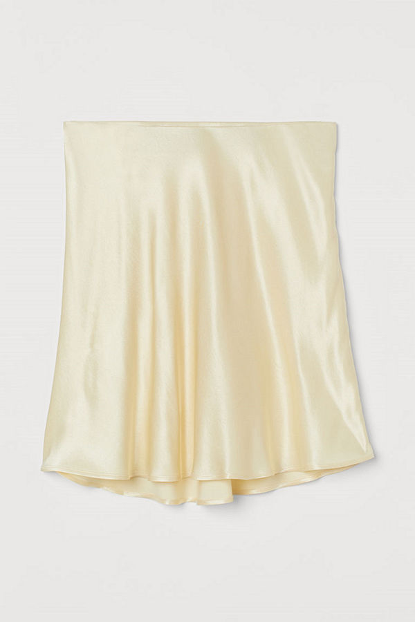 H&M Kort satinkjol gul