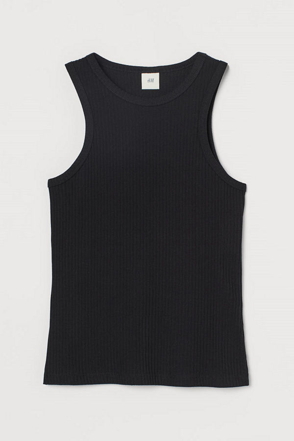 H&M Ribbad tanktop svart
