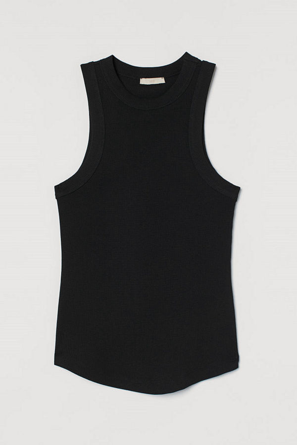 H&M Ribbad tanktop svart