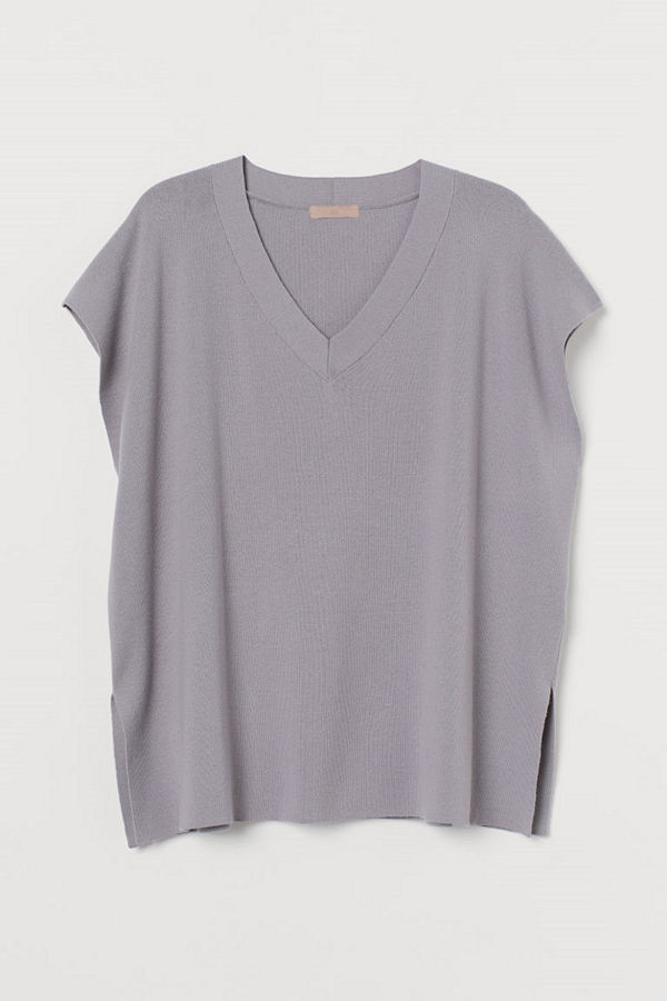 H&M H & M+ V-ringad slipover grå