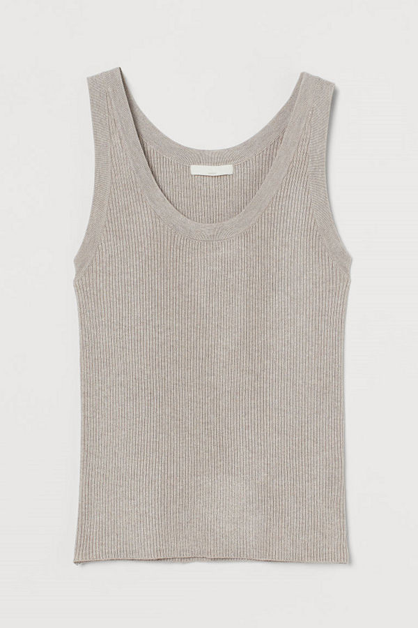 H&M Ribbstickad tanktop brun