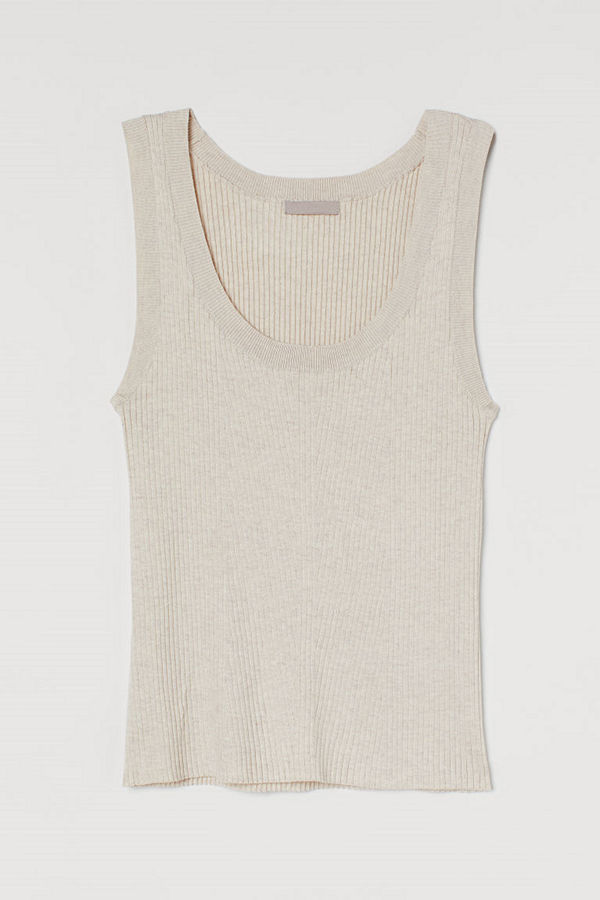 H&M Ribbstickad tanktop beige