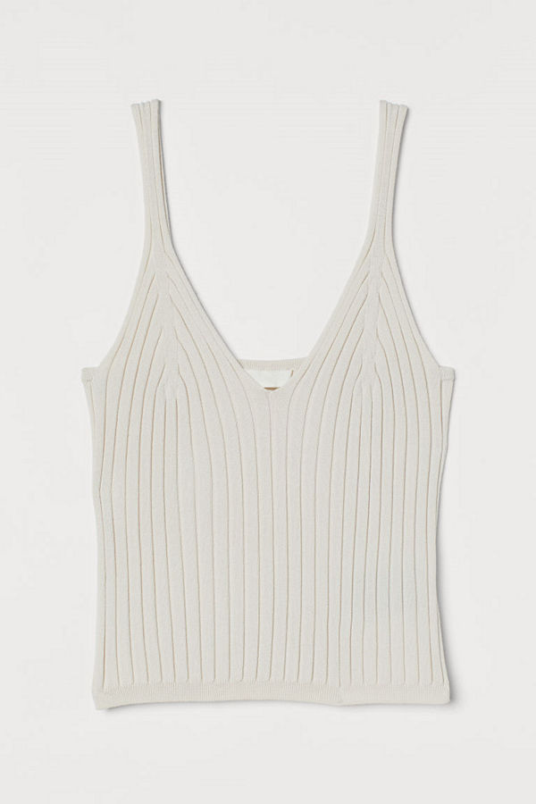 H&M Ribbstickat linne beige