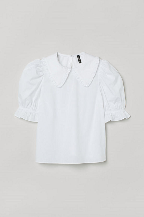 H&M Blus med krage vit