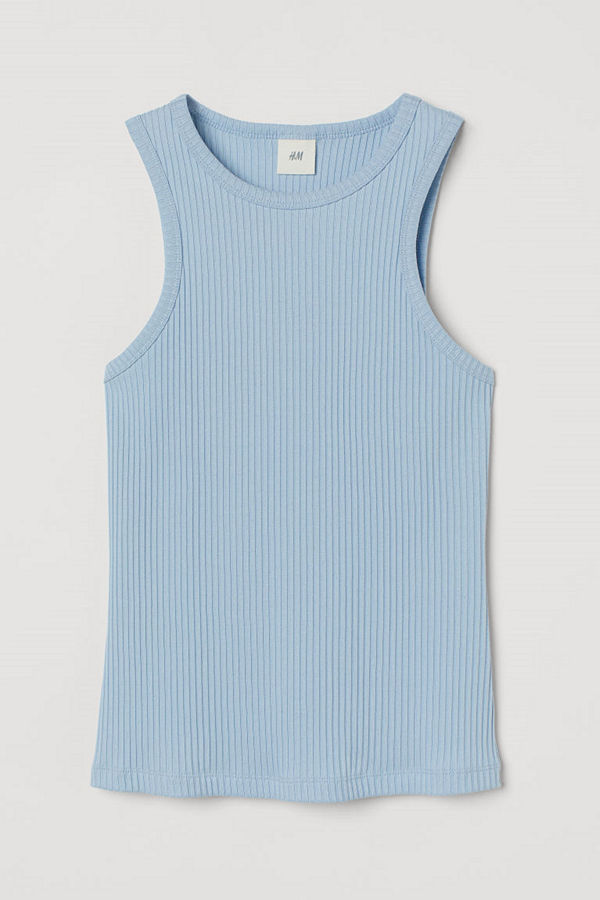 H&M Ribbad tanktop blå