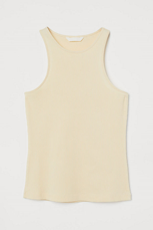 H&M Ribbad tanktop gul
