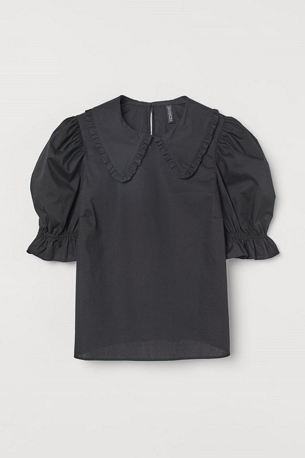 H&M Blus med krage svart