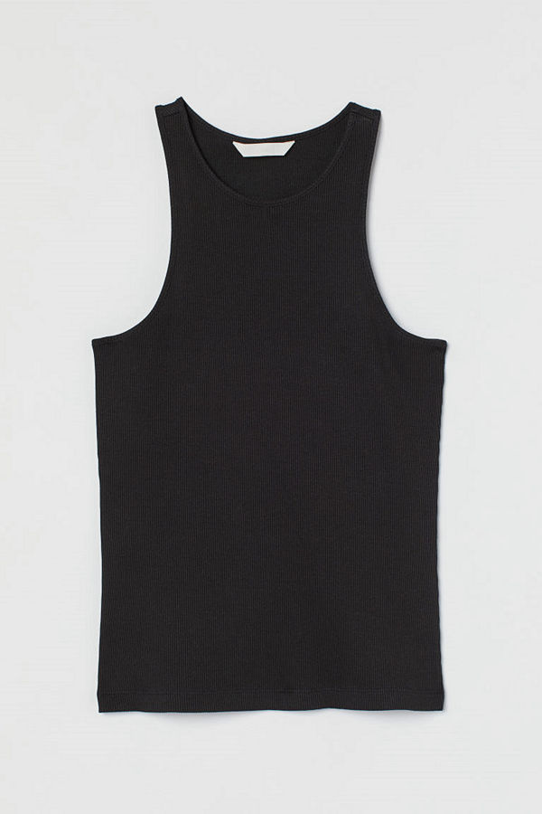 H&M Ribbad tanktop svart