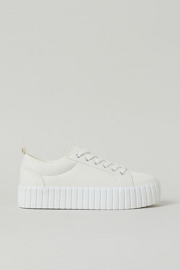 H&M Låga sneakers i canvas vit