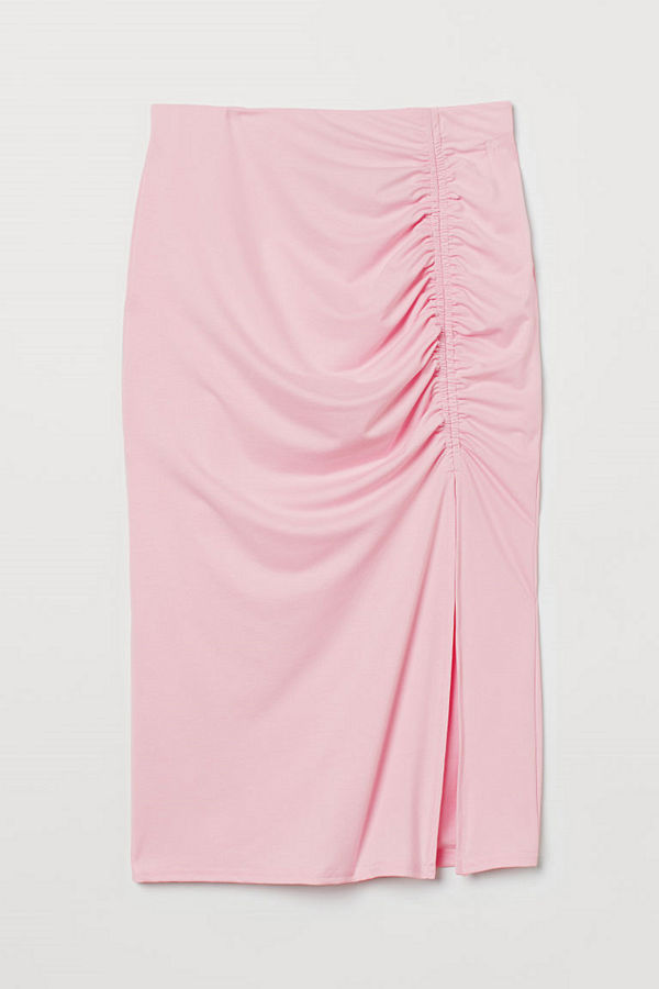 H&M Trikåkjol med rynk rosa