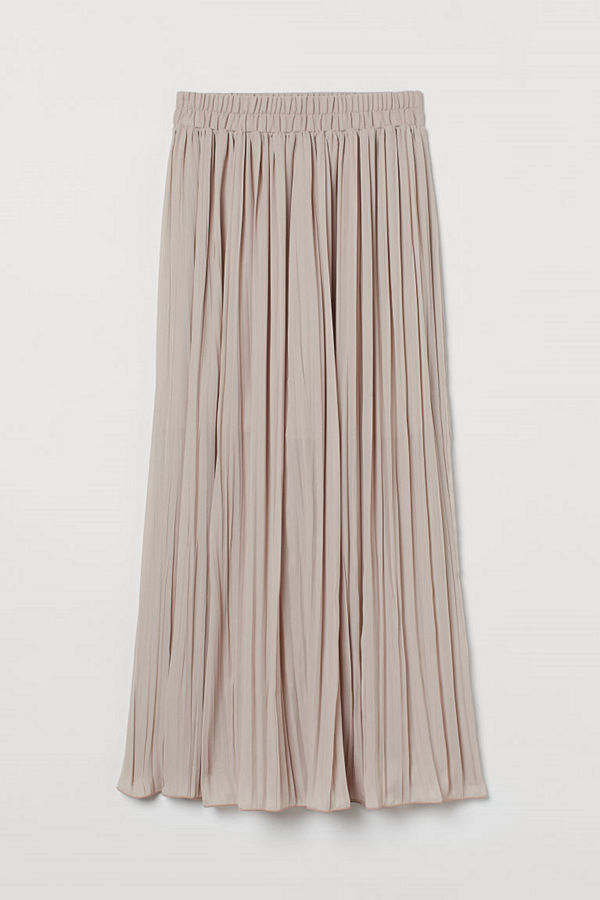 H&M Plisserad maxikjol beige
