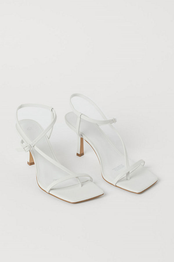 H&M Sandaletter med kantig tå vit