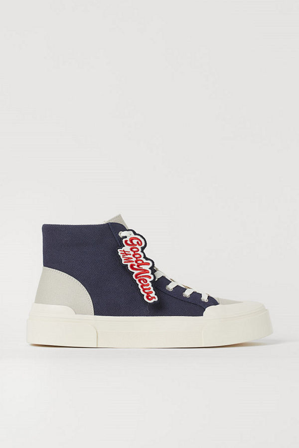 H&M Ankelhöga sneakers i canvas blå