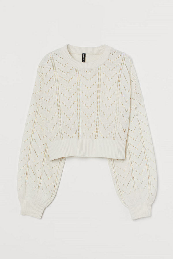H&M Tröja med pointelle vit