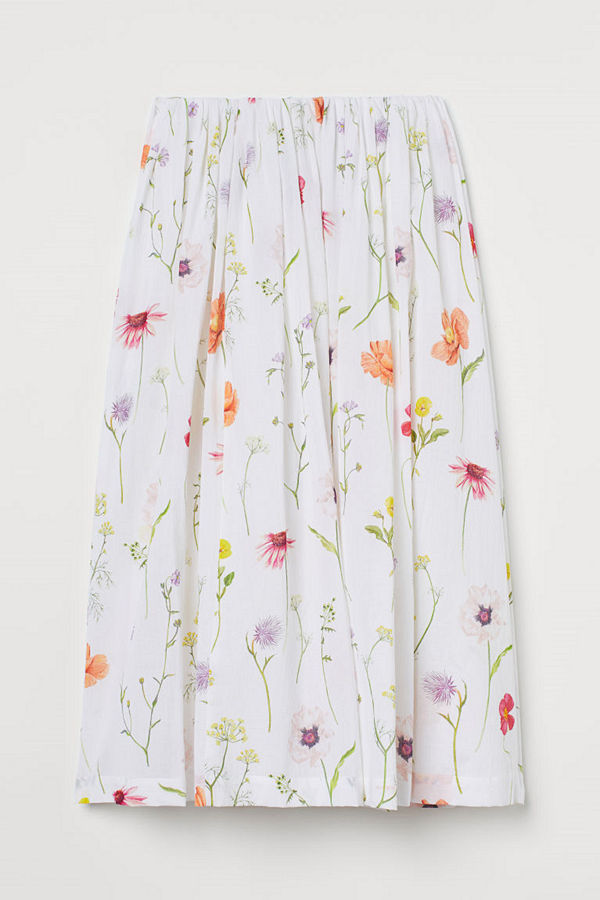 H&M Utställd kjol vit