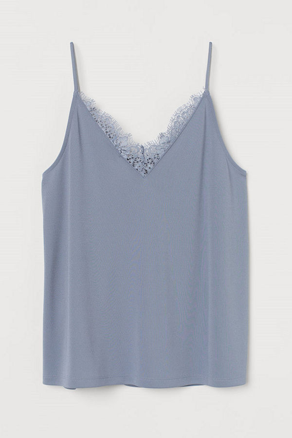 H&M Linne med spetskant blå