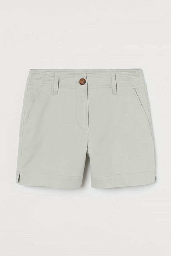 H&M Shorts i bomullstwill grön