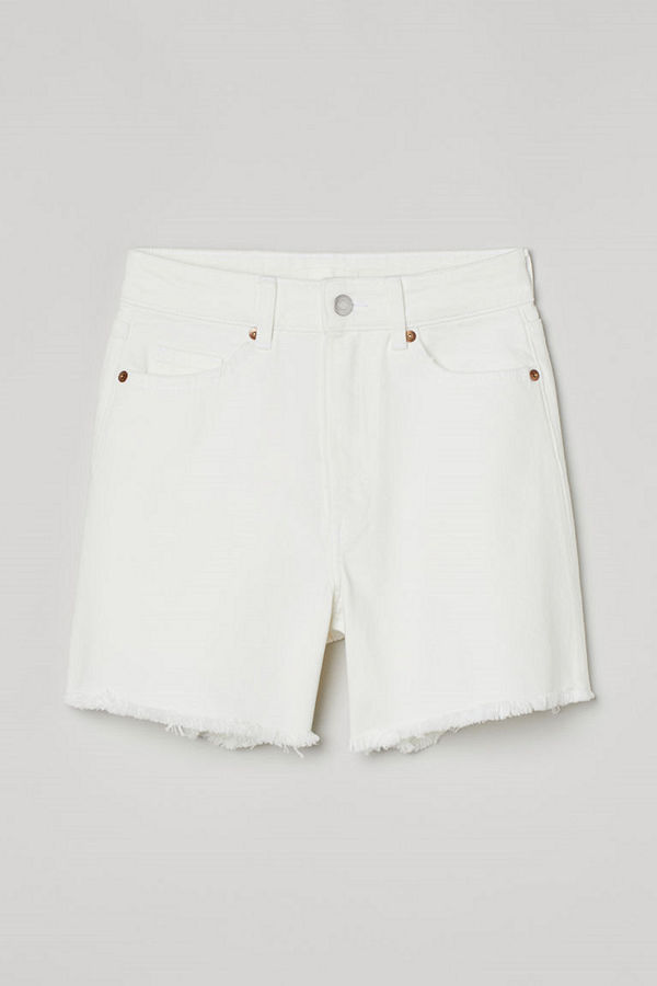 H&M Jeansshorts High Waist vit