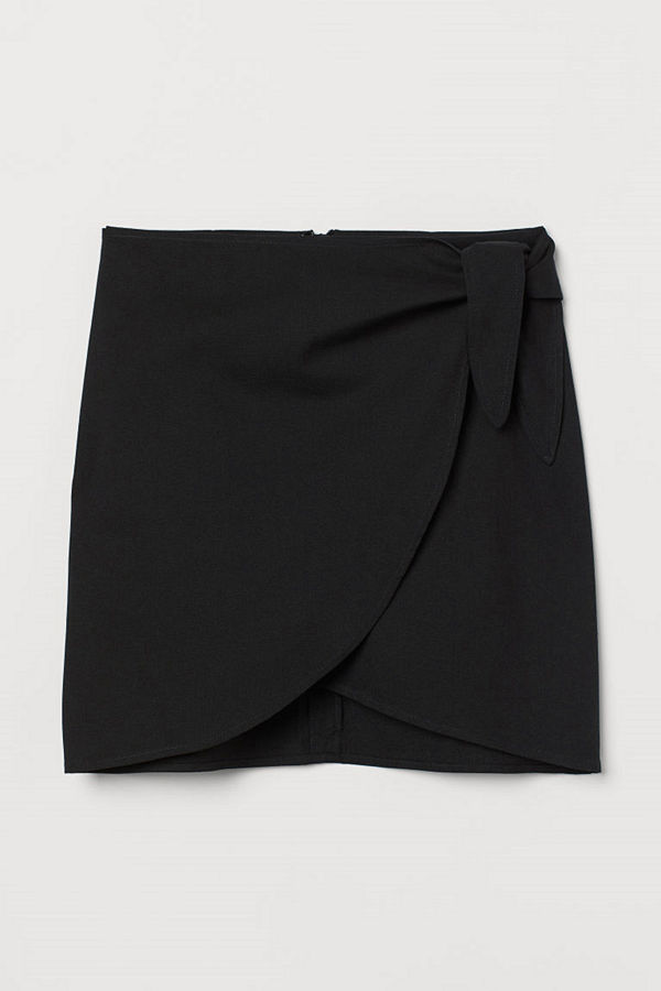 H&M Kort kjol med knytband svart