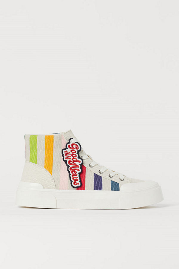 H&M Ankelhöga sneakers i canvas vit