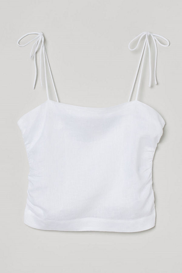 H&M Draperat linne vit