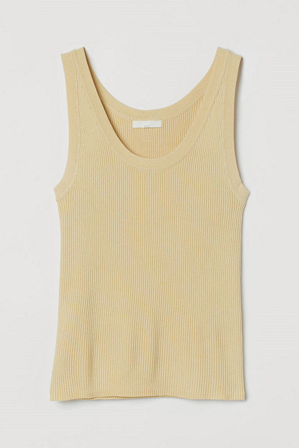 H&M Ribbstickad tanktop gul