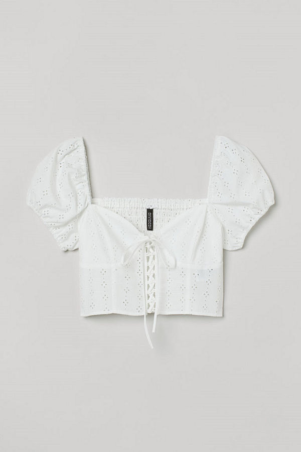 H&M Croppad blus vit