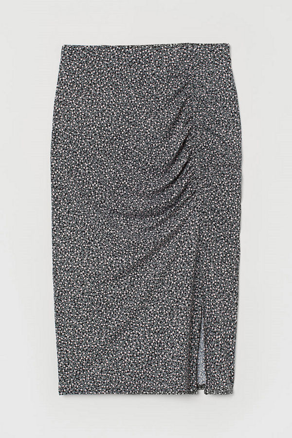 H&M Trikåkjol med rynk svart