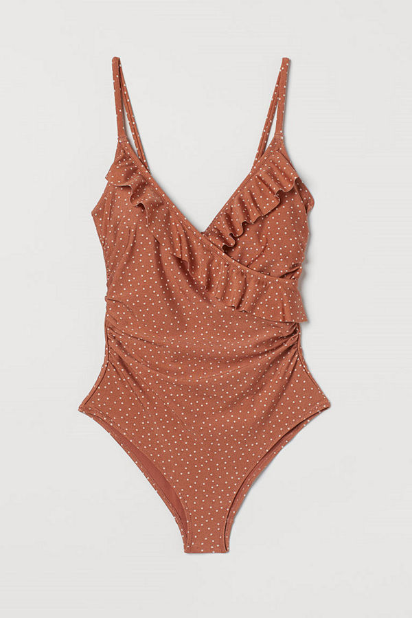 H&M Shape-baddräkt med volanger orange