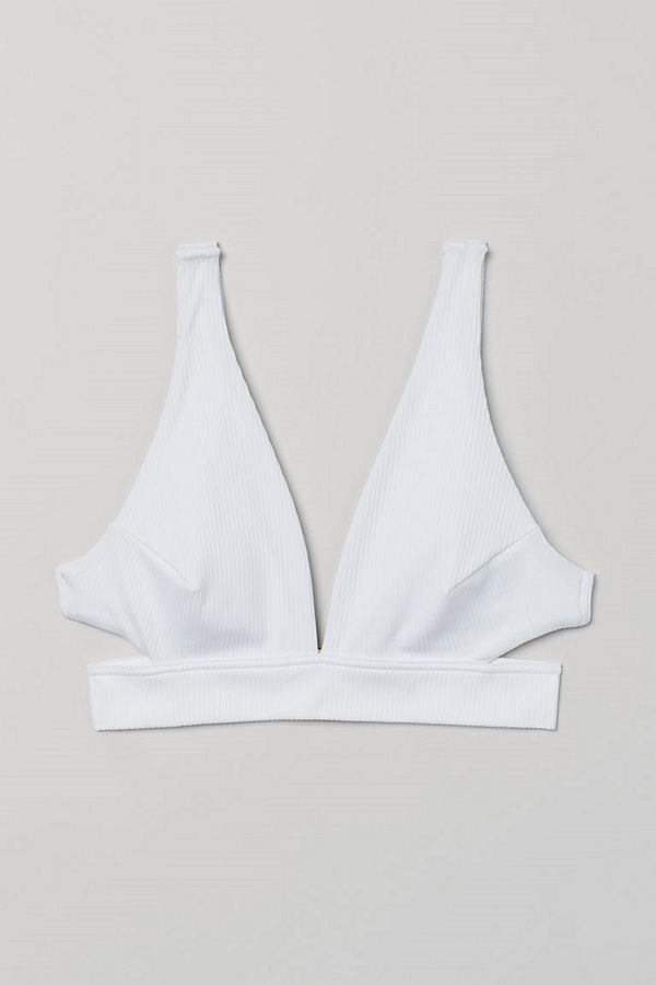 H&M Vadderad trekantsbikini-bh vit