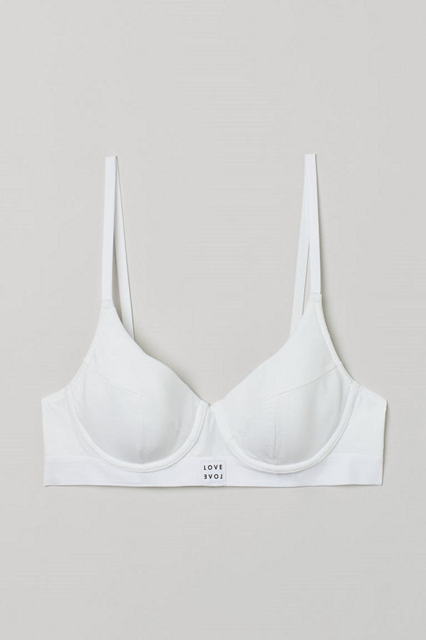 H&M Vadderad bygel-bh i bomull vit