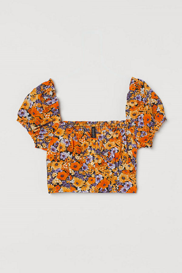 H&M Croppad blus gul
