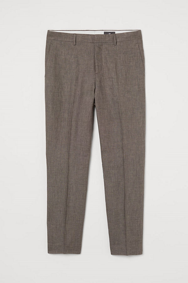 H&M Kostymbyxa i linne Slim Fit beige